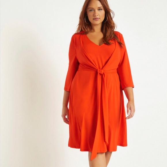 orange tie front dress